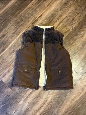 Brown Janie and Jack Brown Corduroy Vest Sherpa-Lined Quilted